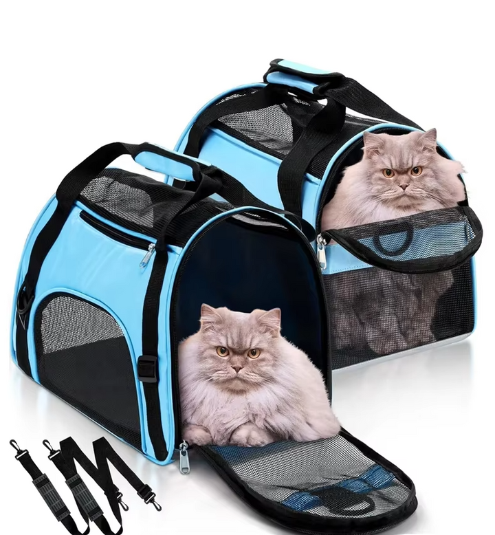 Sac de transport pliable pour chien/chat. Respirant, confortable et sécurisé pour les voyages.
