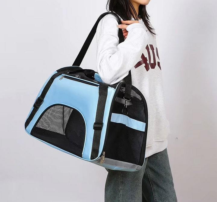 Sac de transport pliable pour chien/chat. Respirant, confortable et sécurisé pour les voyages.