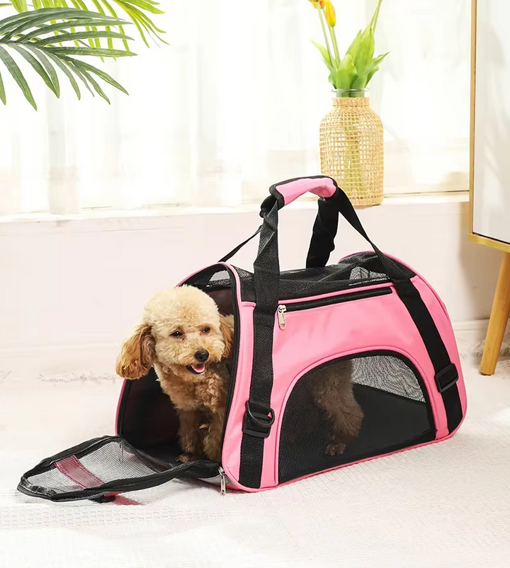 Sac de transport pliable pour chien/chat. Respirant, confortable et sécurisé pour les voyages.