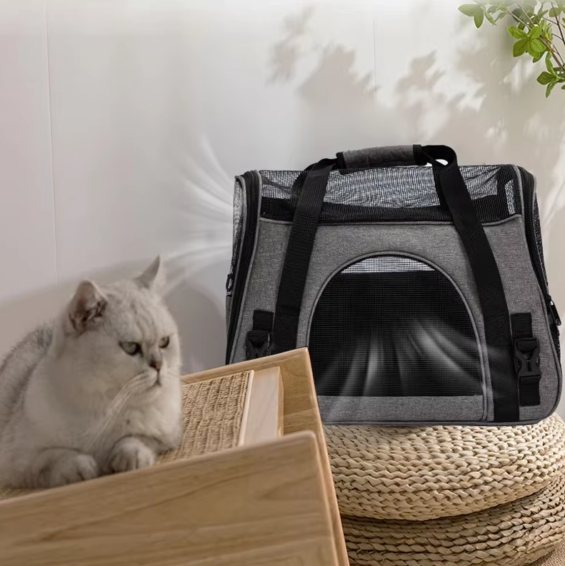 Sac de transport pliable pour chien/chat. Respirant, confortable et sécurisé pour les voyages.