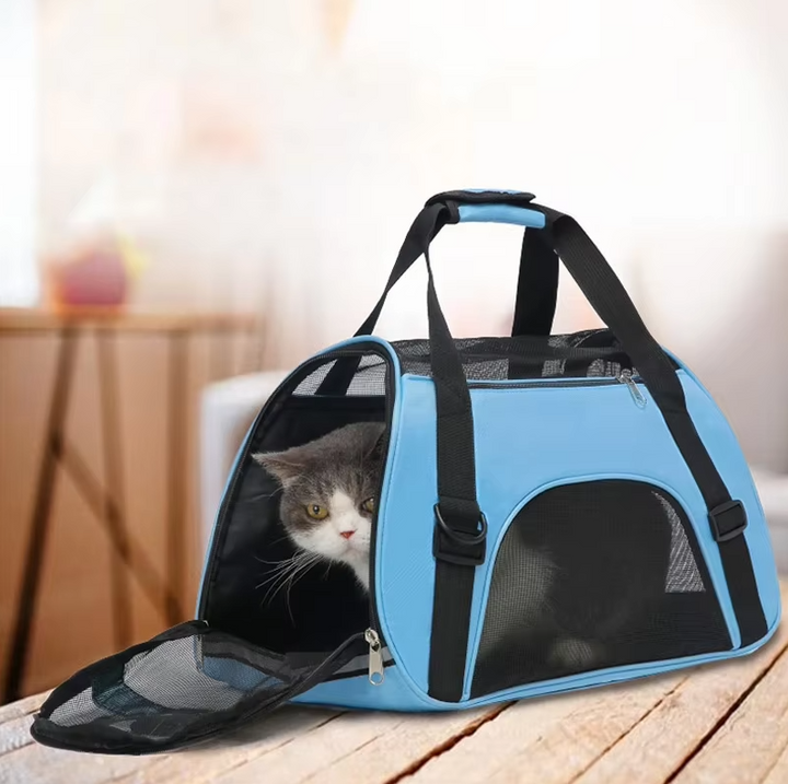 Sac de transport pliable pour chien/chat. Respirant, confortable et sécurisé pour les voyages.