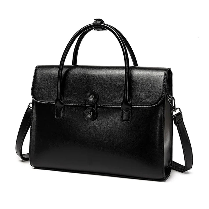 Vue intérieure du sac Antonella en cuir, montrant des compartiments pour ordinateur et dossiers, sac femme.