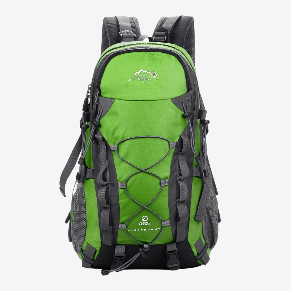 Sac de trekking 40L bleu, dos ventilé, bretelles ajustables, idéal randonnée, capacité généreuse, design ergonomique.