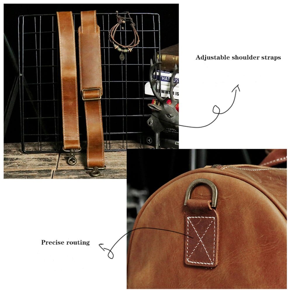 Sac de voyage élégant pour homme en cuir marron, un incontournable pour le voyageur