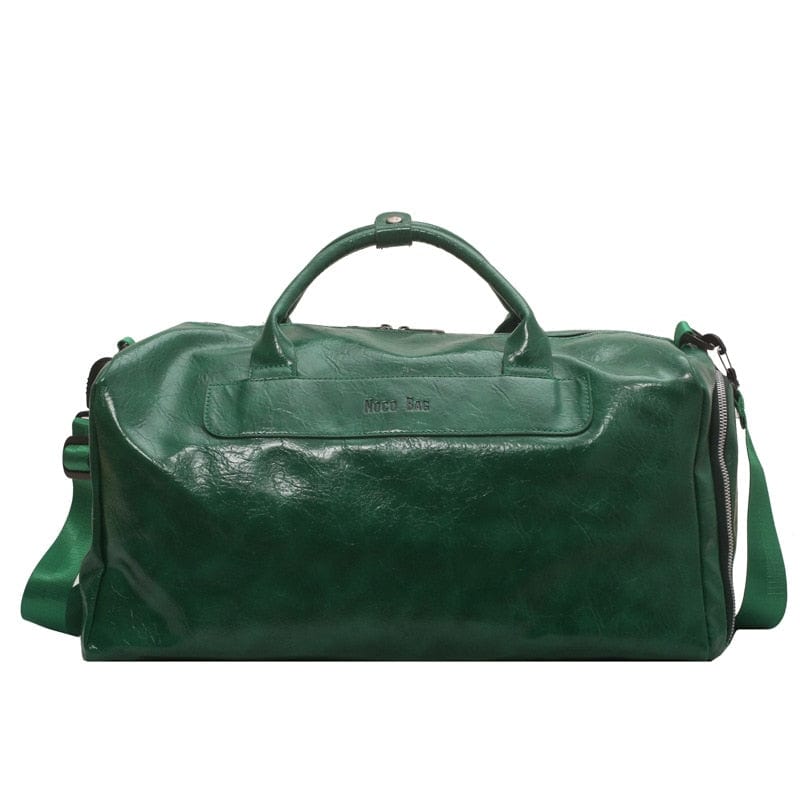 Sac de voyage femme en cuir PU élégant, grande capacité, couleur brun clair, vue de face.