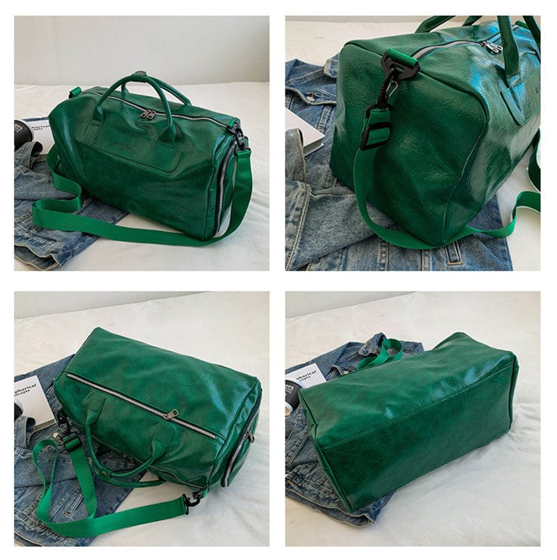 Sac de voyage léger et élégant en simili cuir pour femme, idéal pour le week-end, grand format.