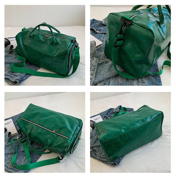 Sac de voyage léger et élégant en simili cuir pour femme, idéal pour le week-end, grand format.