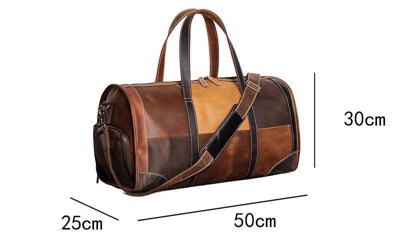 Sac de voyage en cuir véritable pour femme, patchwork multicolore, parfait pour le week-end