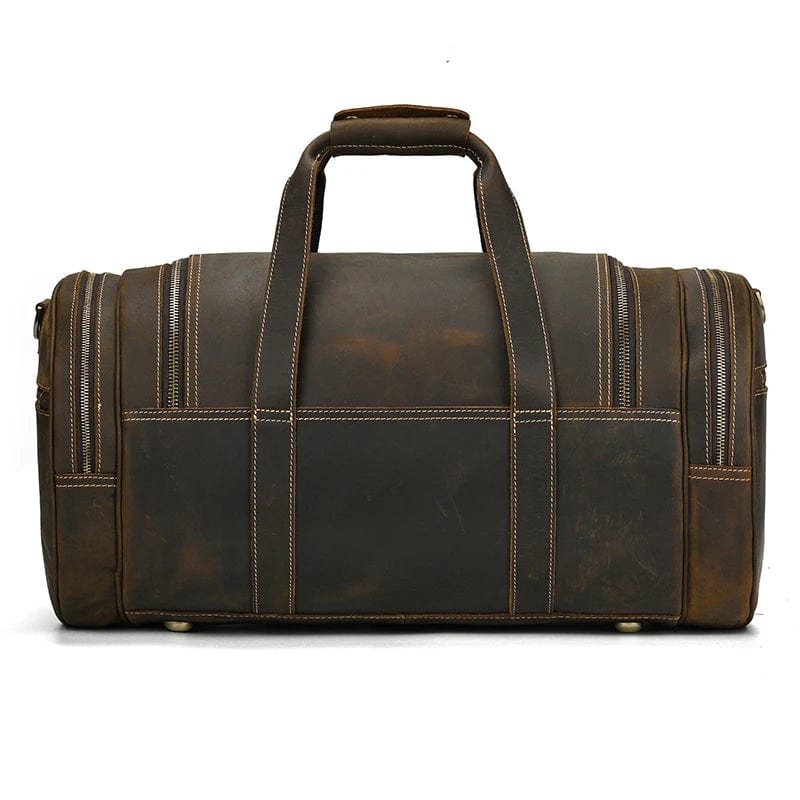 Grand sac de voyage Édourd en cuir marron foncé, idéal pour homme, design classique et chic