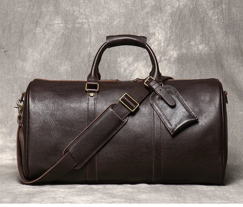 Sac de voyage homme polyvalent en cuir, style sac d'épaule, parfait pour les escapades week-end