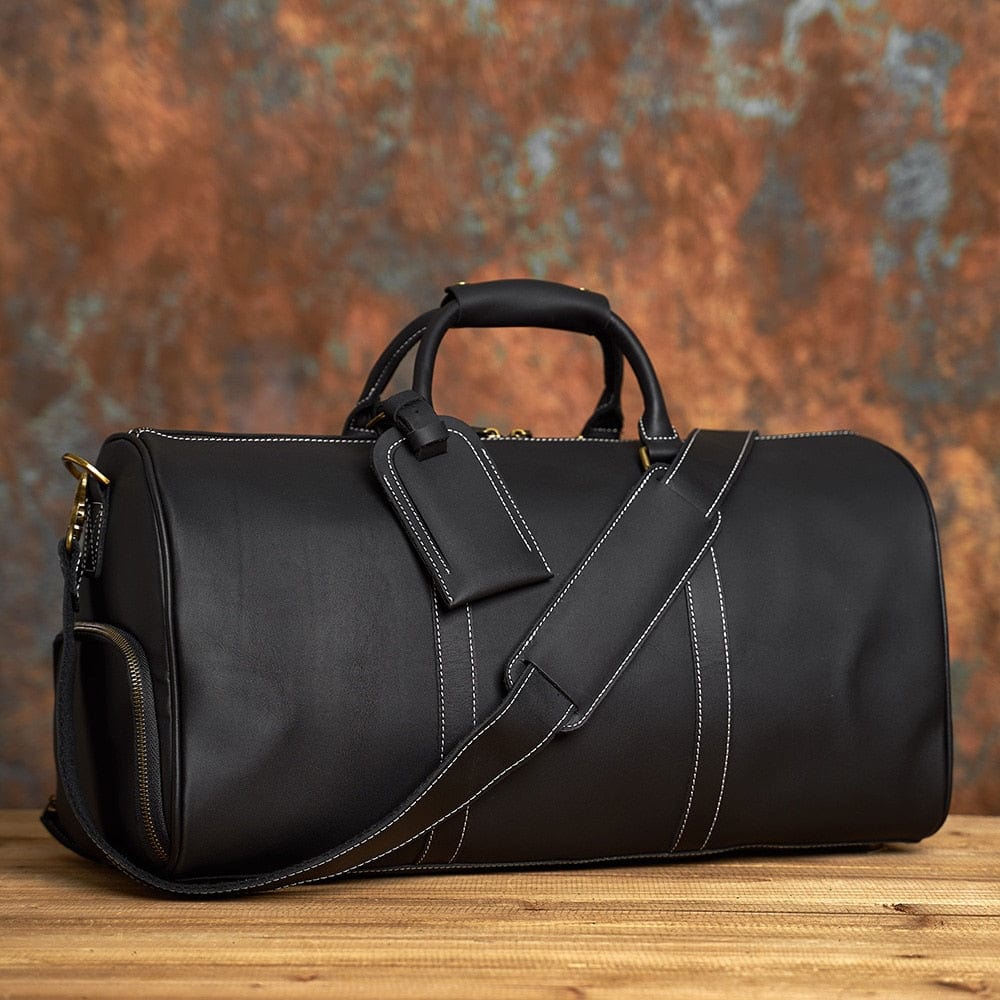 Sac de voyage homme en cuir véritable marron, style vintage, sac week-end robuste pour aventuriers
