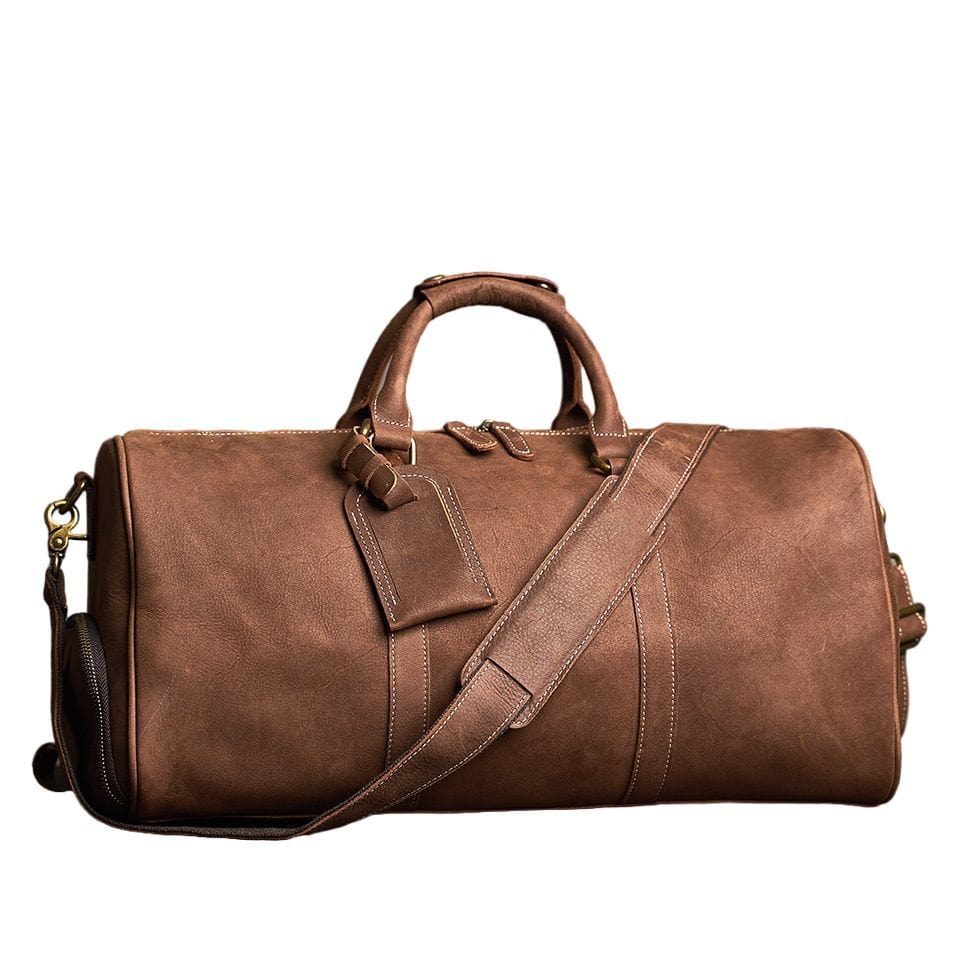 Grand sac voyage homme cuir, anse renforcée, bagage cabine élégant, fermetures éclair robustes
