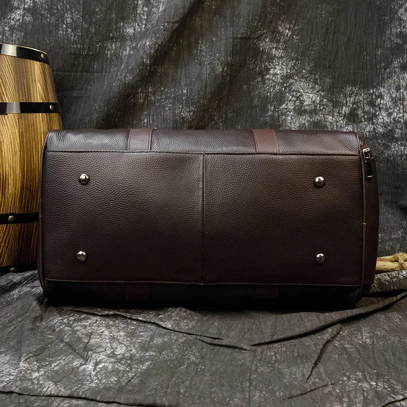 Grand sac week-end en cuir véritable marron clair, parfait pour les voyages et le sport, élégant et robuste, sac cabine, pour homme.