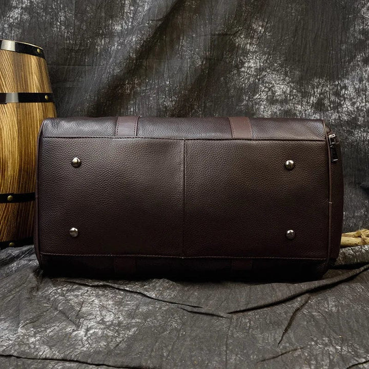 Grand sac week-end en cuir véritable marron clair, parfait pour les voyages et le sport, élégant et robuste, sac cabine, pour homme.