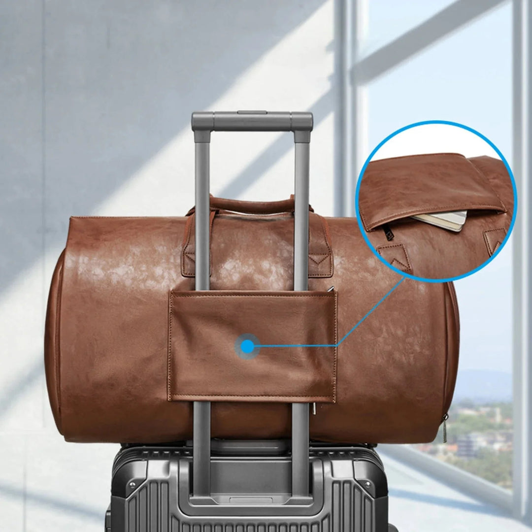 Sac transformable homme 48h, porte-costume & sac de voyage en cuir vegan, élégant.