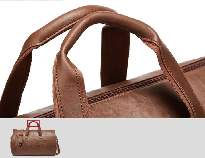 Sac de week-end homme 48h élégant en cuir vegan, idéal pour costume et affaires.