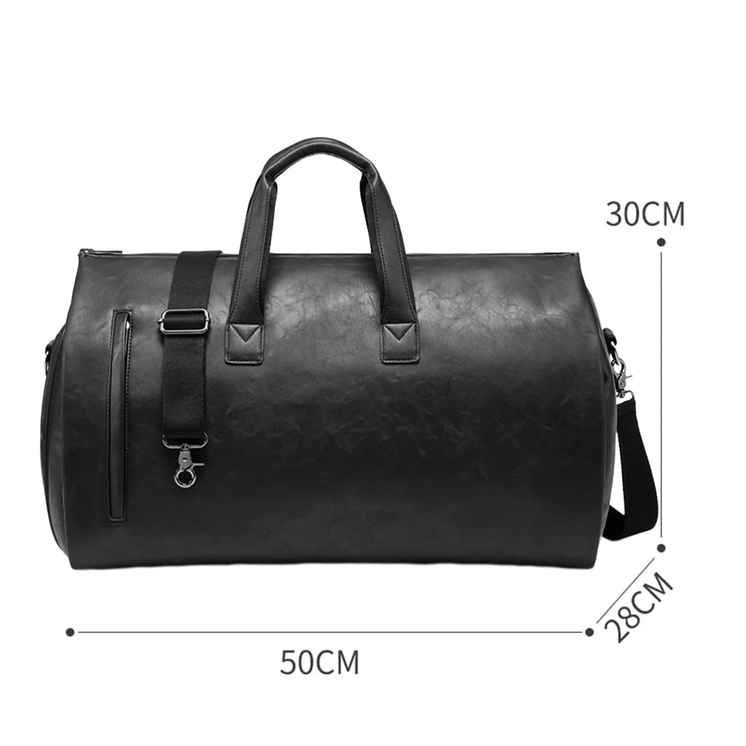 Sac de voyage homme en cuir vegan pour costume, format 48h, chic et pratique.