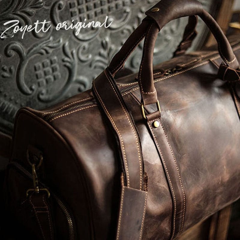 Sac Kaïs en cuir crazy horse, format compact, transport facile, couleur marron