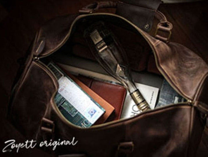 Sac de voyage homme Kaïs, chic et pratique, en cuir durable noir