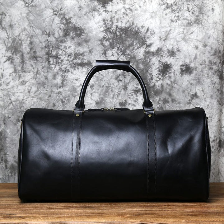 Sac de voyage en cuir marron clair, style décontracté chic, adapté pour un court séjour