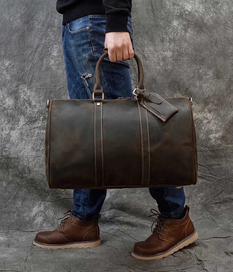 Fermeture éclair métallique robuste du sac de voyage en cuir pour homme