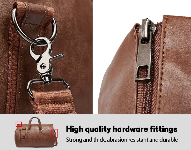 Sac de voyage élégant et spacieux en cuir vegan, couleur neutre, adapté aux femmes