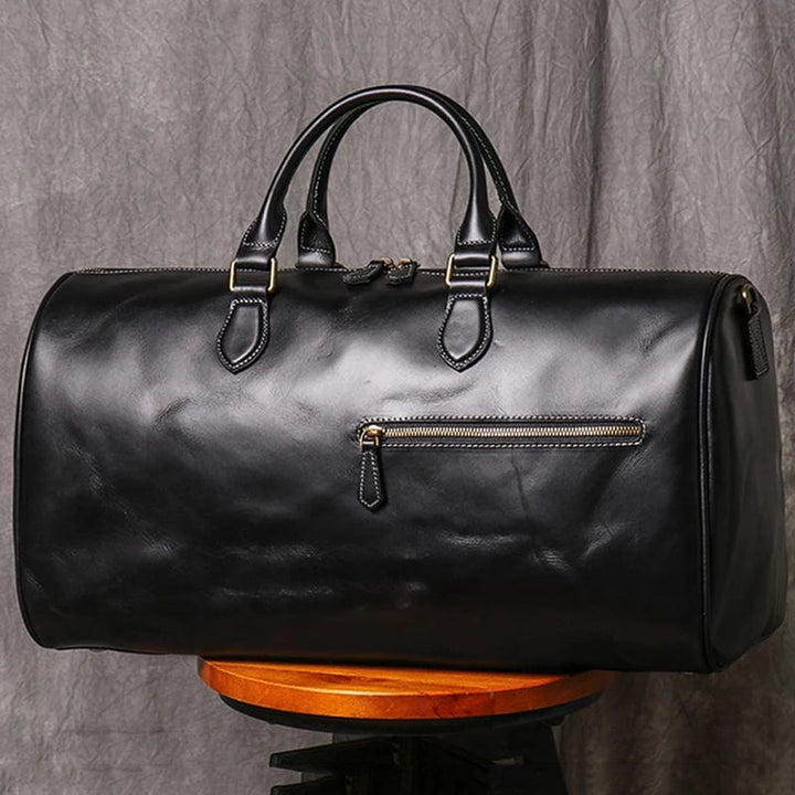 Sac de voyage weekend en cuir véritable noir pour homme, élégant et pratique