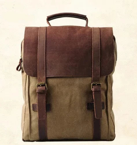 Sac à dos Bernard unisexe en toile et cuir, idéal pour ordinateur, élégant et tendance pour voyage.