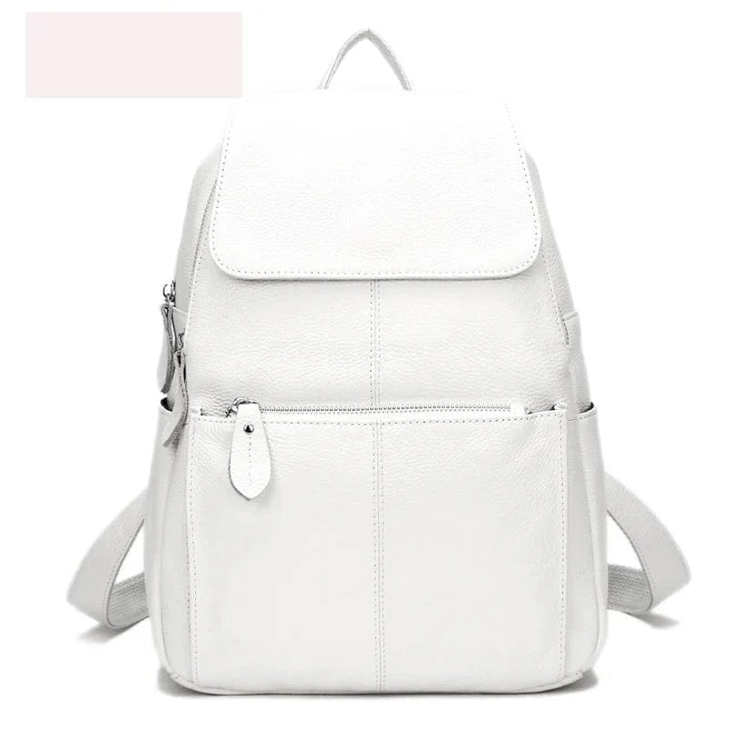 Collection de sacs à dos en cuir pour femme, différents coloris, chic et polyvalent.