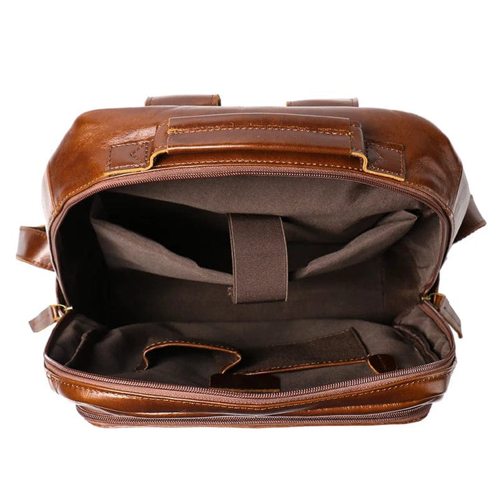 Sac à dos en cuir pour homme, 15 pouces, couleur gris anthracite, parfait pour un look professionnel