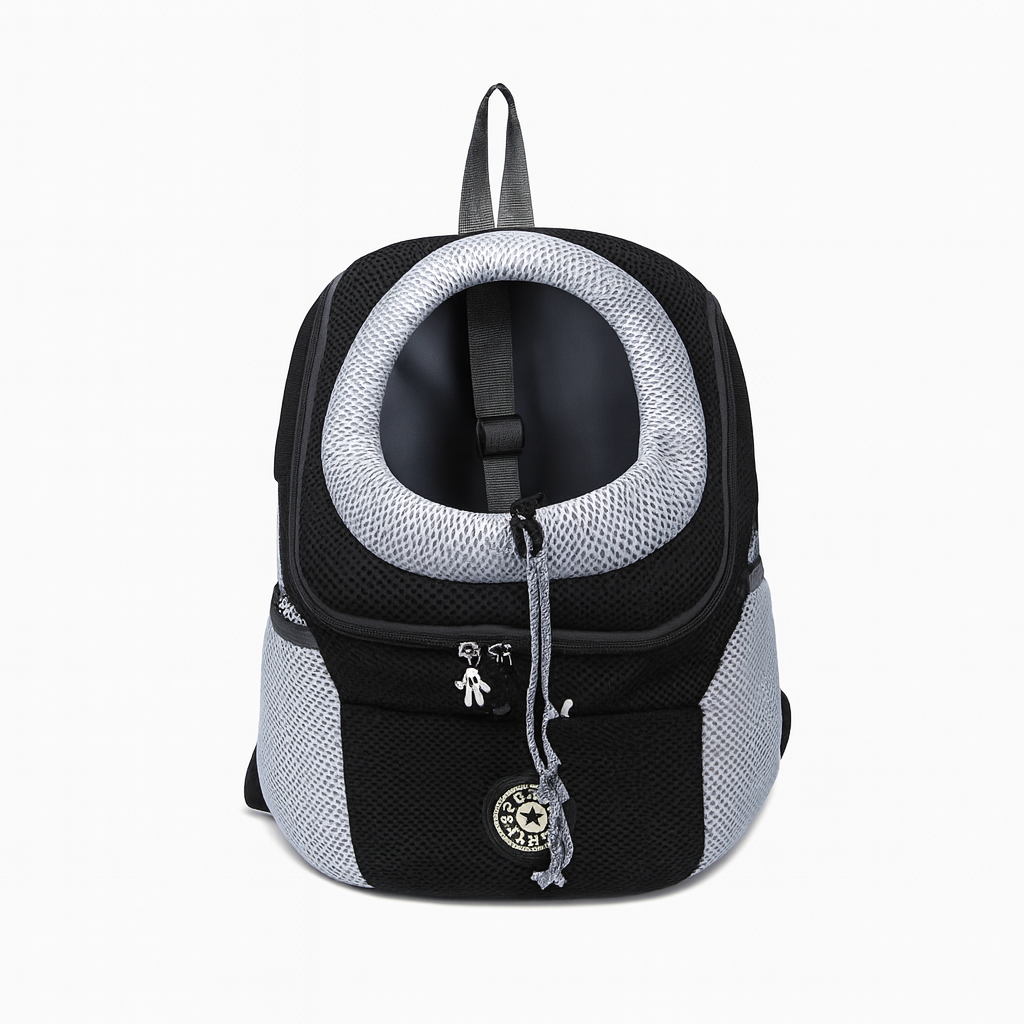 Sac à dos de transport confortable pour chat/petit chien, idéal balade, voyage et sécurité.