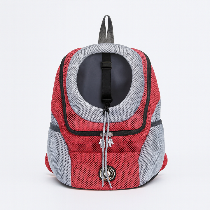 Vue intérieure du sac à dos transport chat/chien, avec ventilation et espace confortable sécurisé.