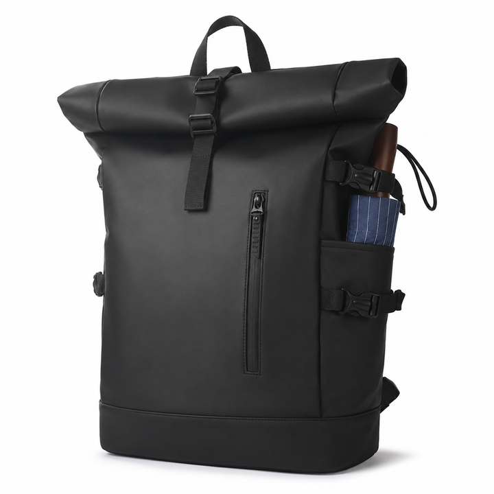 Sac à dos de voyage roll-top avec compartiment rembourré pour ordinateur portable 15", port USB.