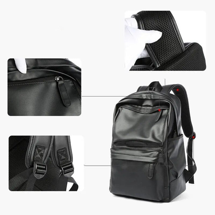 Sac à dos multifonction en cuir de luxe pour homme, imperméable et adapté à la ville.