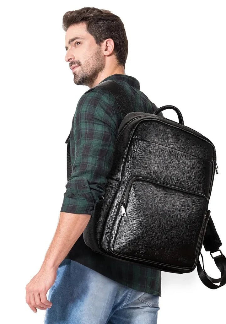 Sac à dos homme en cuir véritable, parfait pour transporter un ordinateur portable au bureau