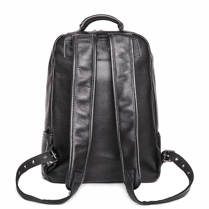 Sac à dos en cuir noir pour homme, alliant style moderne et praticité, convient pour ordinateur portable.