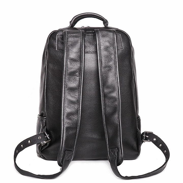 Sac à dos en cuir noir pour homme, alliant style moderne et praticité, convient pour ordinateur portable.