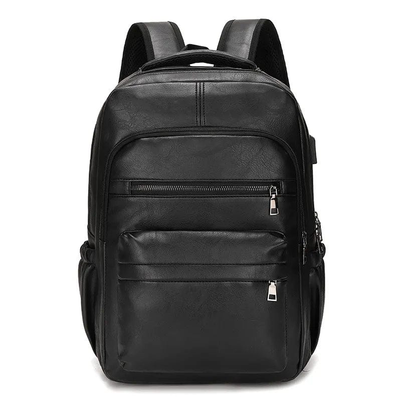 Sac à dos en cuir vegan marron pour homme, élégant, pour ordinateur portable, idéal ville et travail.