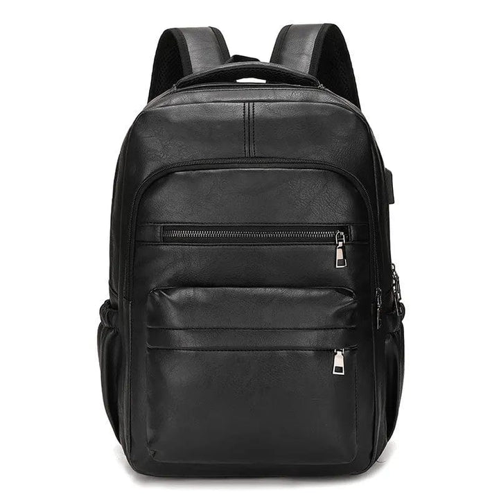 Sac à dos en cuir vegan marron pour homme, élégant, pour ordinateur portable, idéal ville et travail.
