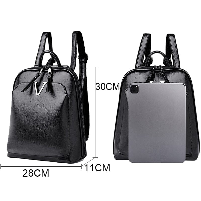 Intérieur du sac à dos Alba, révélant un compartiment spacieux et doublé, parfait pour les essentiels féminins.