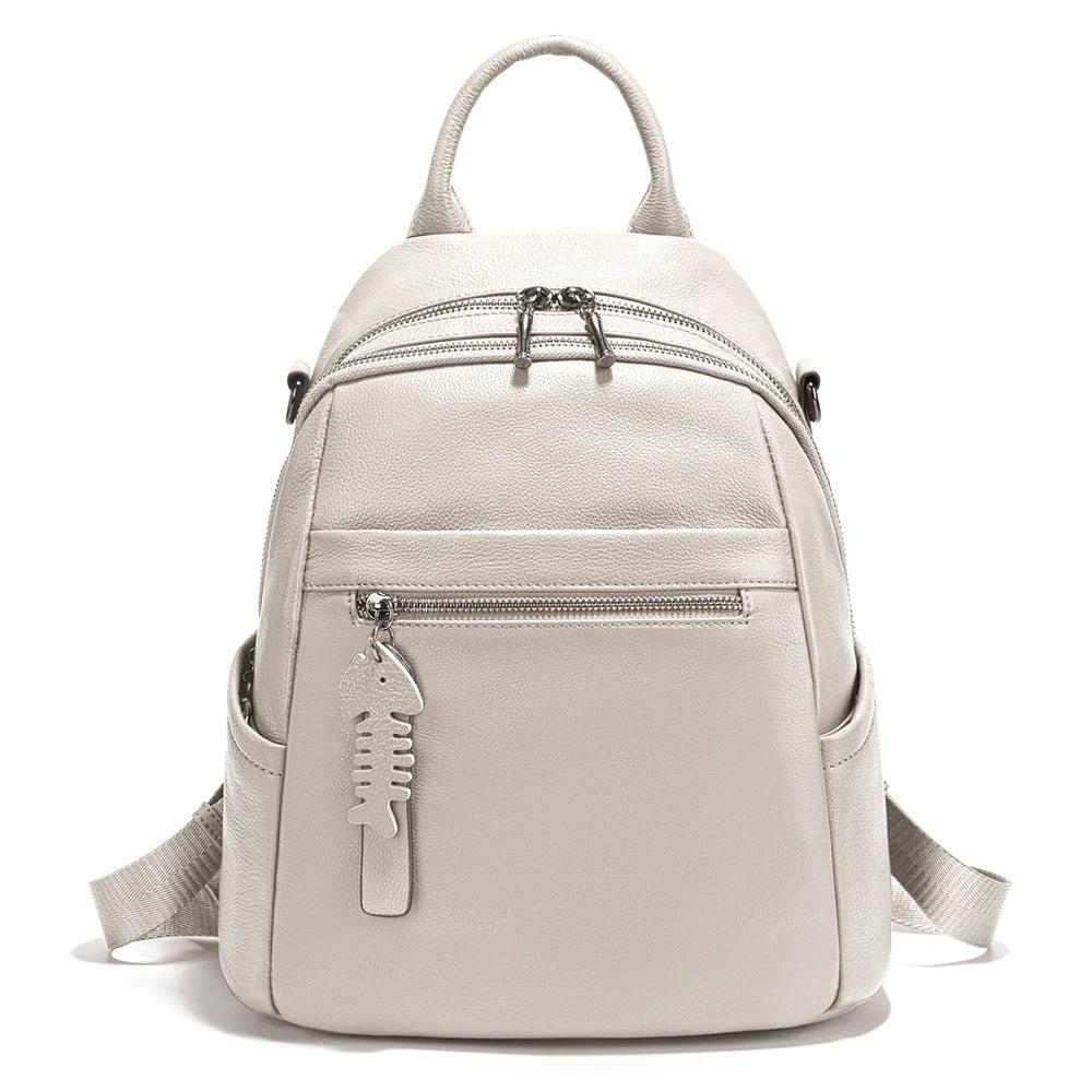 Sac à dos polyvalent en cuir pour femme, idéal pour le bureau, le shopping ou une escapade rapide.