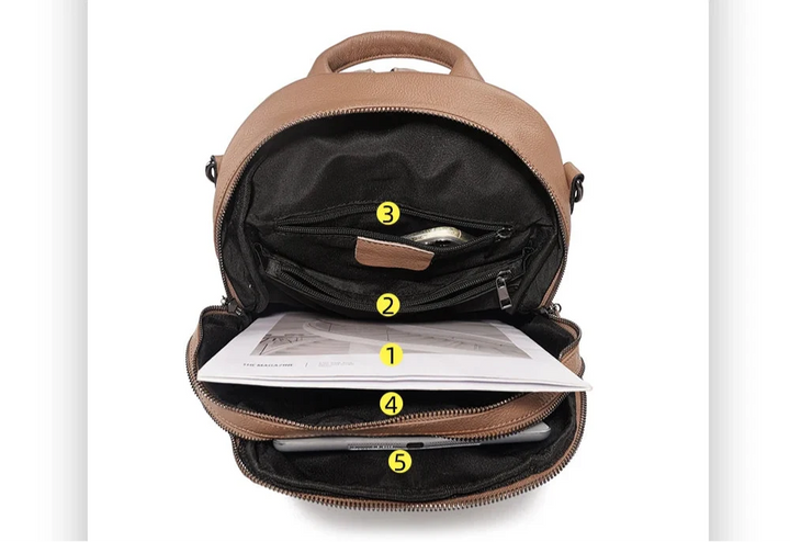 Sac à dos en cuir de qualité supérieure pour femme, robuste et tendance, parfait accessoire de mode.