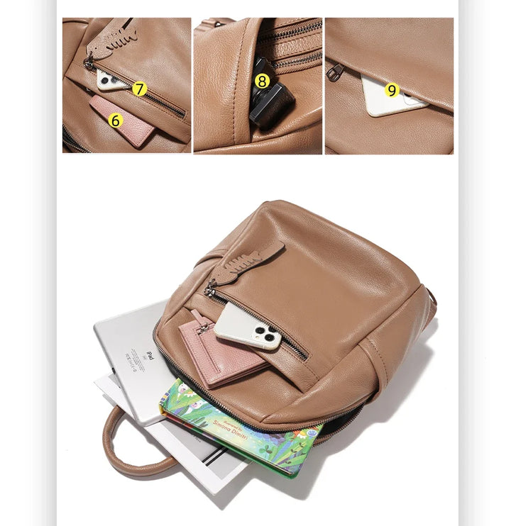 Sac à dos femme en cuir couleur camel, allie mode, confort et praticité pour toutes occasions.