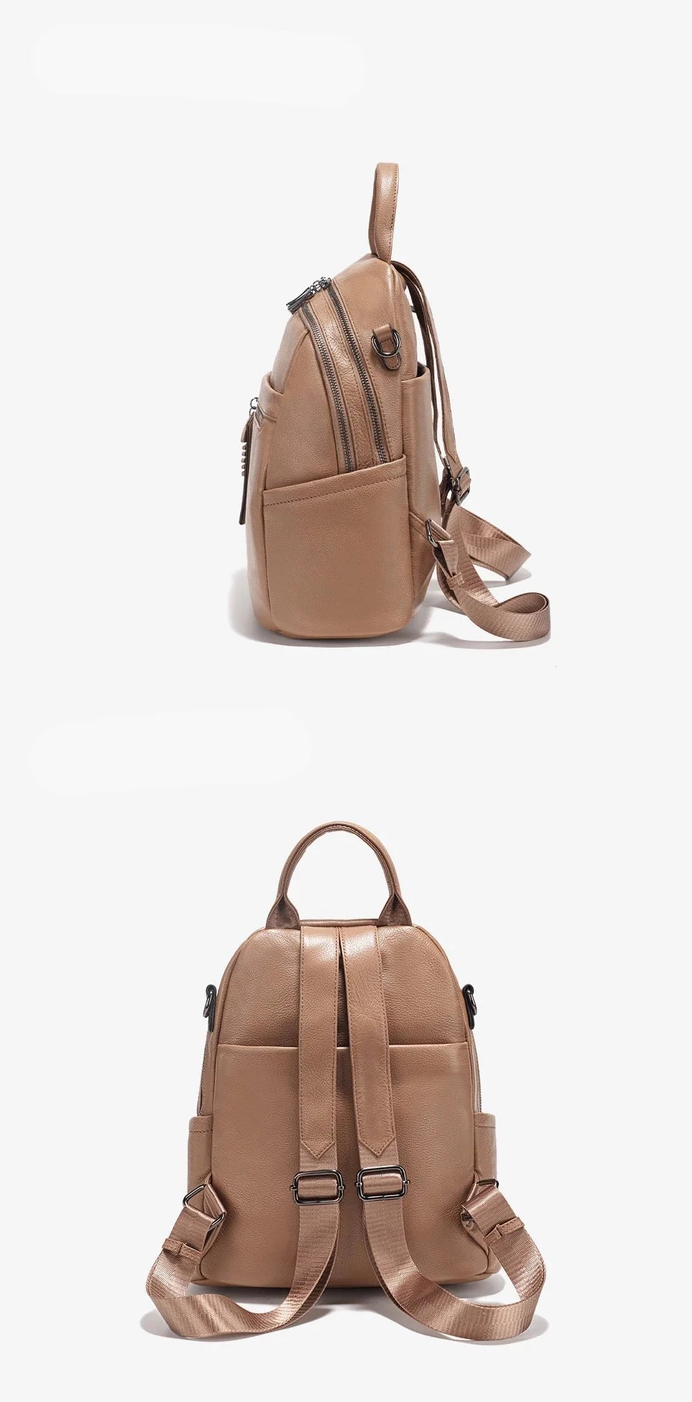 Sac à dos femme en cuir grainé, robuste et intemporel, conçu pour l'élégance et la praticité.