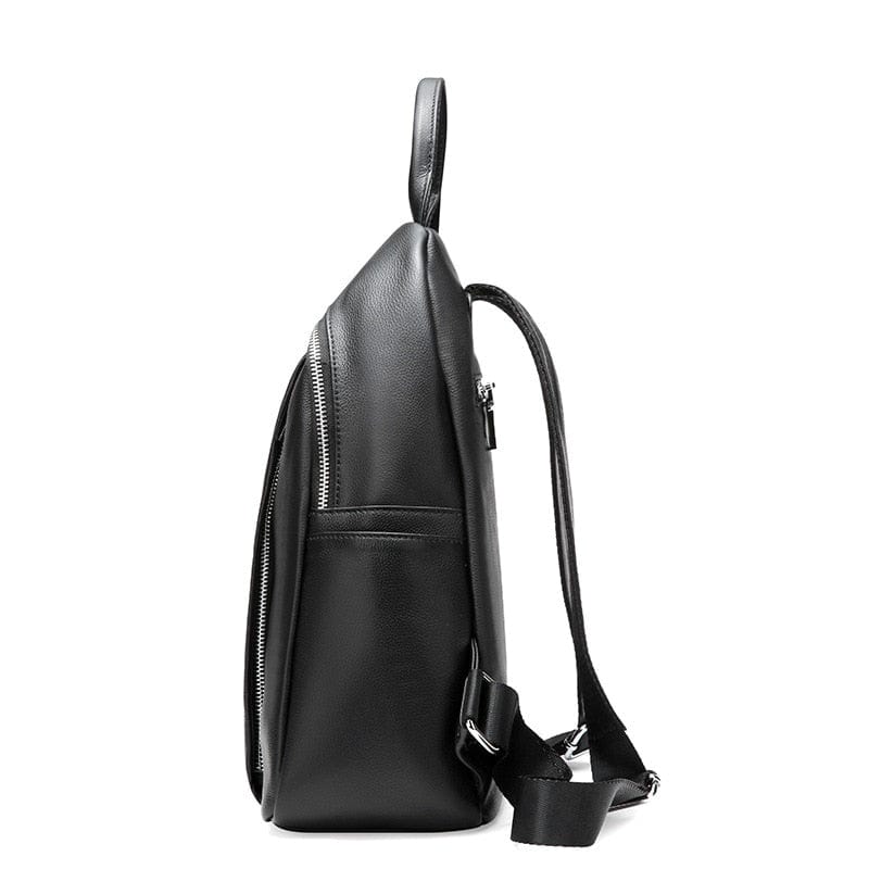 Sac à dos femme, cuir véritable noir, design élégant et moderne, accessoire de mode