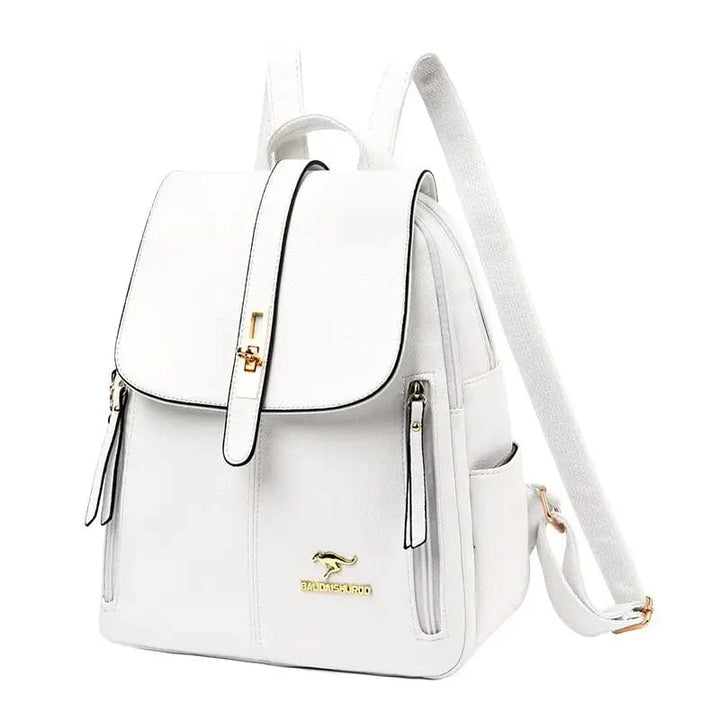 Sac à dos chic en cuir vegan blanc, léger et moderne, parfait pour le quotidien des femmes actives