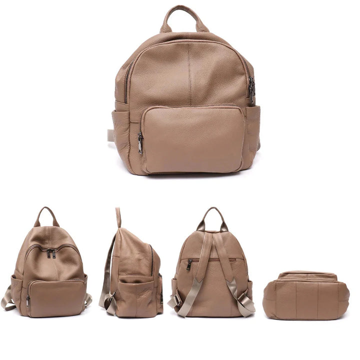 Sac à dos femme en cuir vegan bleu marine, combinant style urbain et praticité pour toutes les occasions.