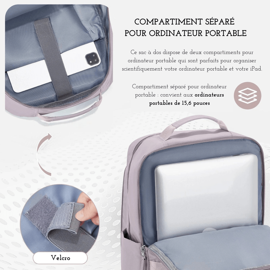 Sac à dos femme pour ordinateur 15.6 pouces, fabriqué en nylon Oxford durable, couleur kaki