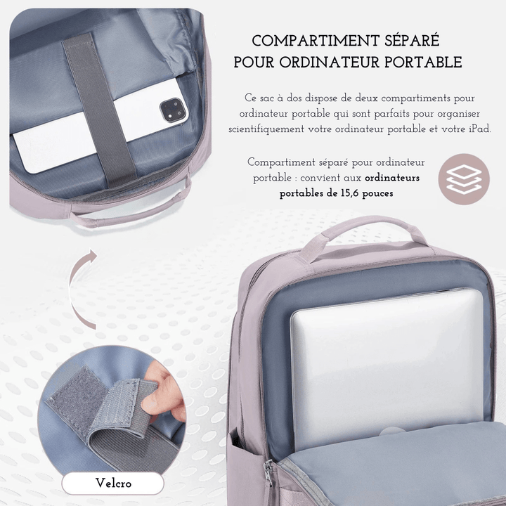 Sac à dos femme pour ordinateur 15.6 pouces, fabriqué en nylon Oxford durable, couleur kaki