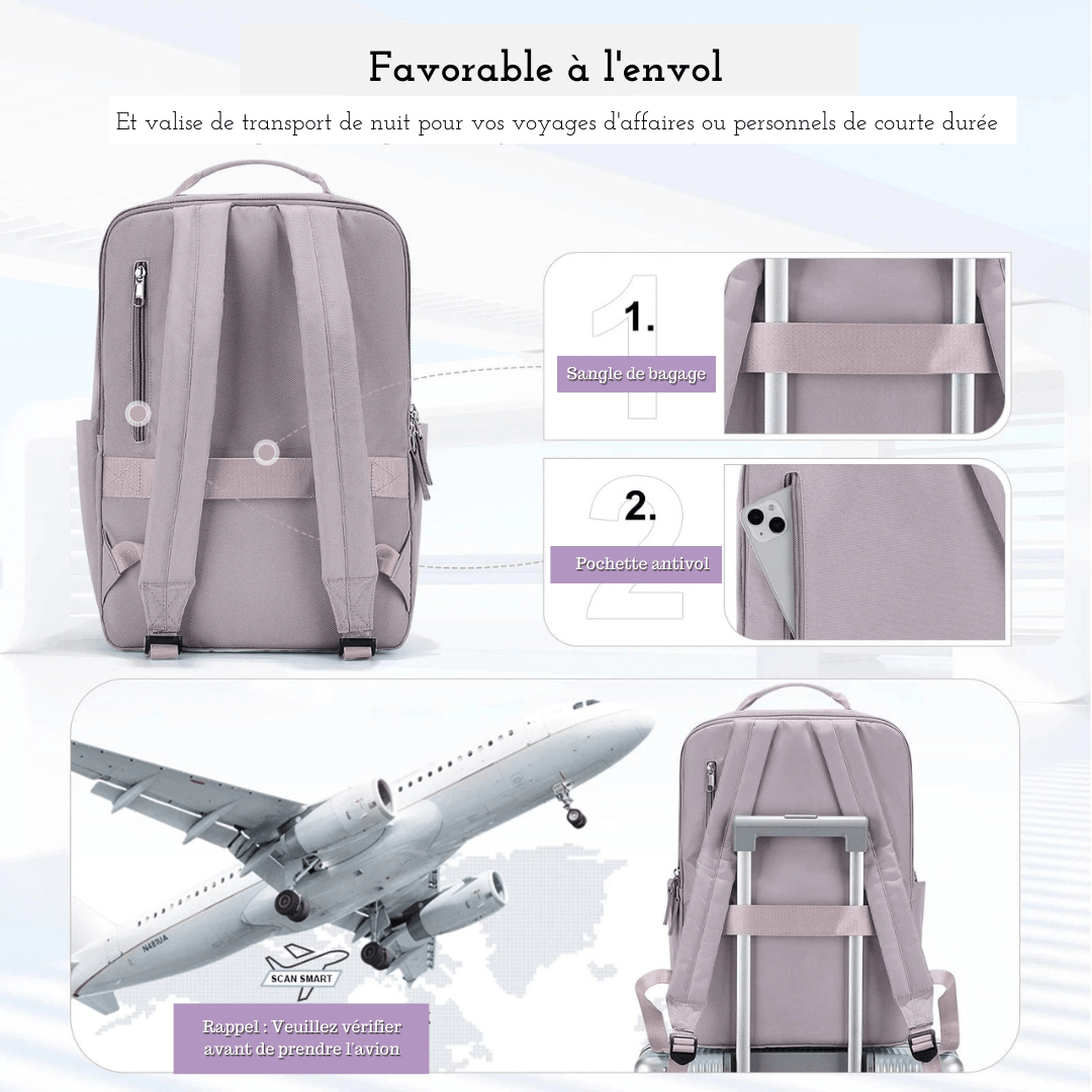 Sac à dos femme polyvalent pour travail ou études, compatible avec laptop 15.6 pouces, kaki